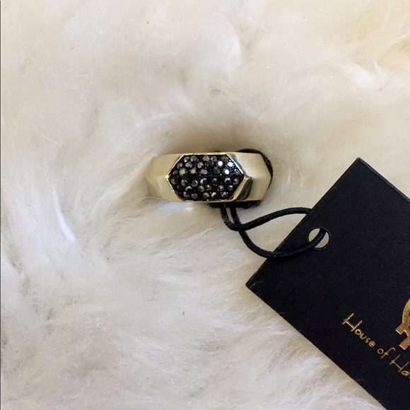 House Of Harlow 1960 Pave Hematite Inset Ring - Picture 6 of 8